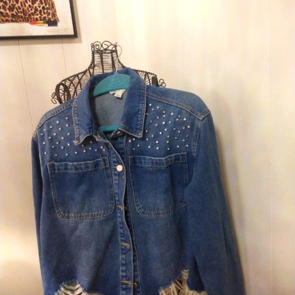 Blue Jean Jacket with Rhinestones